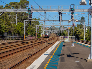 5 November 2025 passenger Train going through Summer Hill train station a suburban Sydney train Station NSW Australia