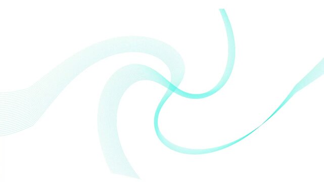 Flowing blue wavy curve lines of particles on white background 4k animation.