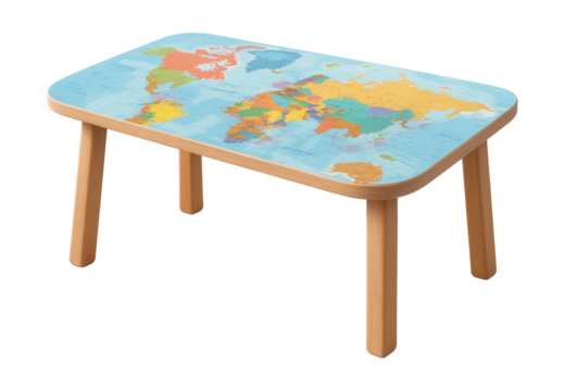 Kids' desk featuring a world map design, perfect for study and play.