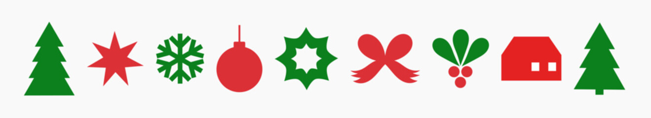 Christmas symbols icons border. Christmas design elements. Vector illustration.