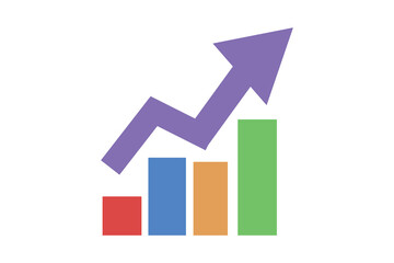 3d growth graph with arrow business and finance on transparent background