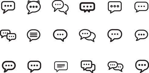 Fototapeta premium Collection of Black and White Speech Bubble Icons for Communication Software