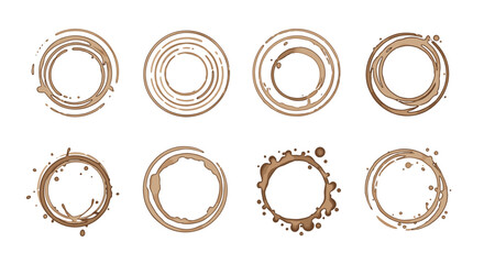 Watercolor coffee stain circles collection vector illustration design resource backdrop, for
