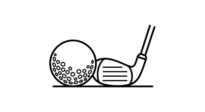 Minimalistic golf equipment illustration featuring a club poised to strike the ball elegantly