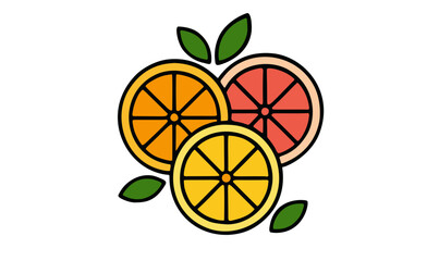 Citrus Harmony, Modern Flat Fruit Illustration with Fresh Colors, Citrus illustration, orange lemon grapefruit, fresh fruit design, flat vector art,