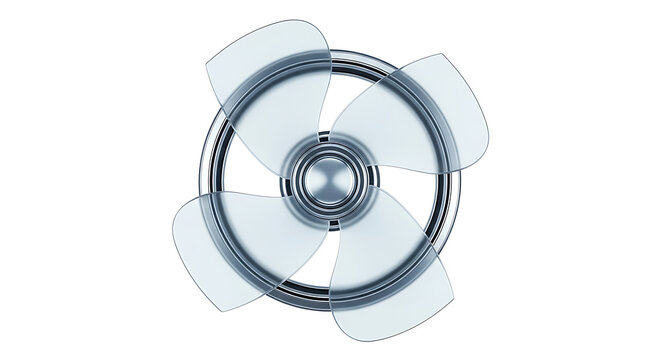 Rotating ceiling fan isolated on white background