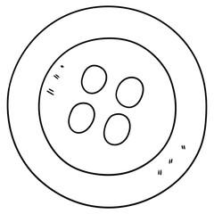 Hand-drawn doodle button for clothes on a white background.