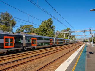5 November 2025 passenger Train going through Summer Hill train station a suburban Sydney train Station NSW Australia