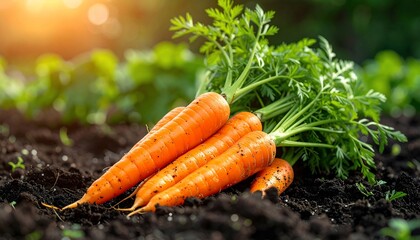 Fresh Carrots on Soil. (1)