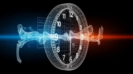 Abstract visual representation of time passing with clock, science and technology theme - Powered by Adobe