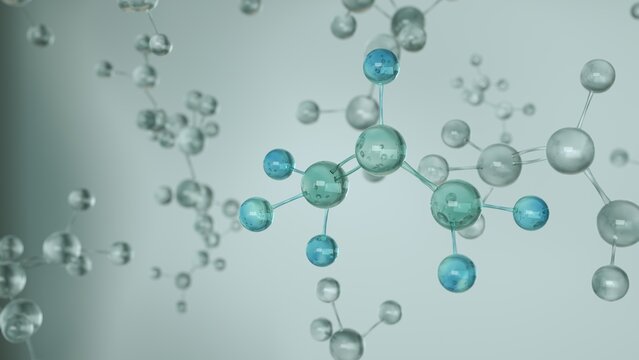 Propylene, also known as propene, C3H6 molecule. Chemistry research background