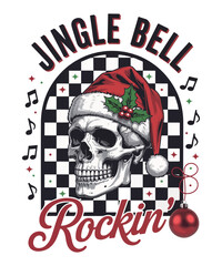 Jingle Bell Rockin' Skull Christmas T-Shirt