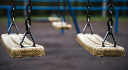 Playground Swings - A Close-Up View of Empty Seats.