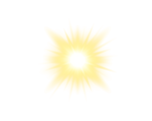 Png yellow light effect reflections, neon illumination in yellow colors. Bright light lens. 