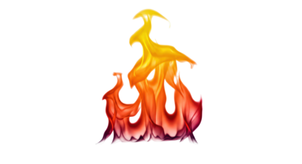 Vibrant flame PNG isolated on transparent background, fiery element for graphic design and digital art projects