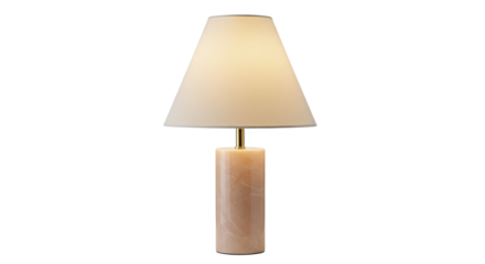 Elegant alabaster table lamp isolated on transparent background, stylish home decor lighting fixture for interior design projects
