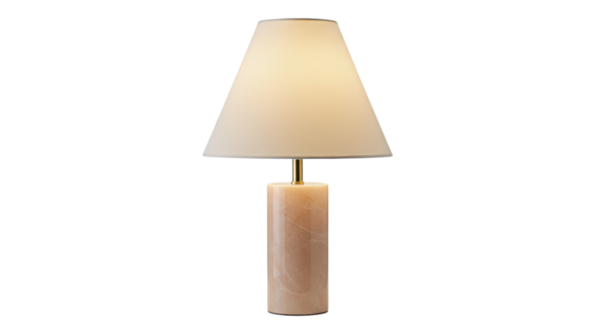 Elegant alabaster table lamp isolated on transparent background, stylish home decor lighting fixture for interior design projects