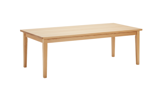 Light wood dining table isolated on a clean backdrop, modern furniture for home decor and interior design projects