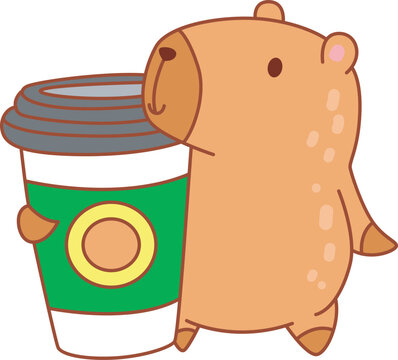 Illustrations of cute capybara character clip art for kids.