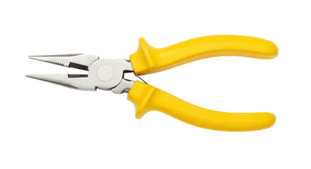Yellow handled pliers isolated on transparent background, hand tool for gripping and cutting