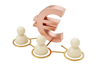 Euro currency symbol with connected people isolated on transparent PNG, financial network and...