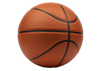 Orange basketball isolated on transparent background, sports equipment for training and competition, team sport ball PNG