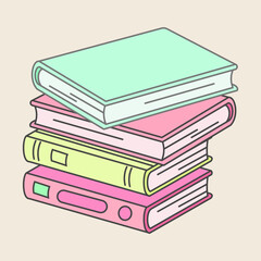Stack of pastel books with clean lines and soft tones, perfect for education, reading, school branding, kids learning, and minimalist academic themes.