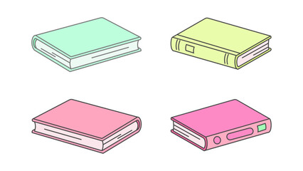 Set of pastel books in clean 2x2 grid layout, featuring soft tones and minimal design. Perfect for school visuals, reading themes, and academic branding.