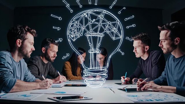 Focused team planning project details. Office meeting supports business teamwork. Ideas shared during creative planning. Team design discussion at work. Teamwork enhances planning and ideas flow.