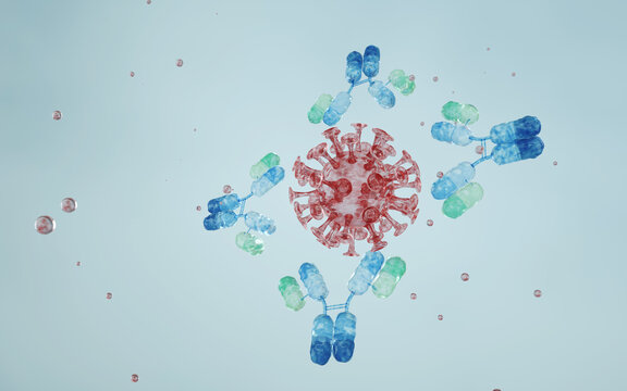 mAb or monoclonal antibody, antigen. The concept of vaccine. Innovative methods to treat virus. 3d render	
