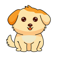 Cute brown puppy with big eyes and pink tongue sitting on white background, perfect for kids content, pet themes, cartoon design, and playful branding.