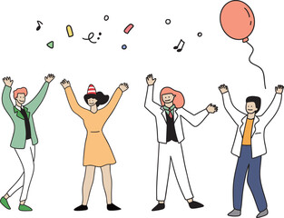 파티와 축제를 즐기는 사람들 일러스트 세트