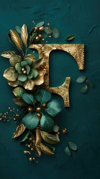 A decorative letter d adorned with flowers and leaves, suitable for a spring or nature-themed design