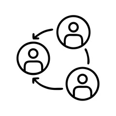 Connection diagram with three people in circular flow