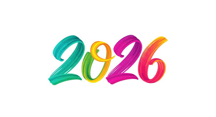 Dynamic colorful 2026 text with a vibrant fluid brushstroke aesthetic, embodying energetic motion and a fresh blend of optimism for the future