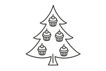 Obraz premium Christmas tree with cupcakes acting as ornaments, celebratory holiday dessert decorating a festive evergreen plant