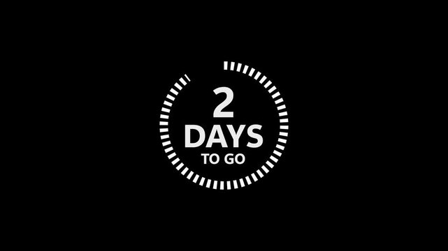 2 Days To Go Countdown Timer Graphic With Black Background image photo
