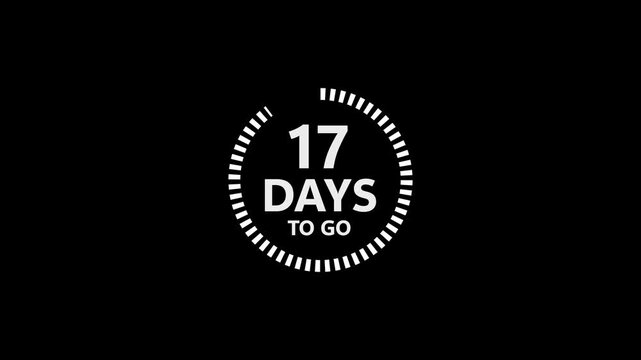 White text countdown timer graphic with 17 days to go on black background seventeen