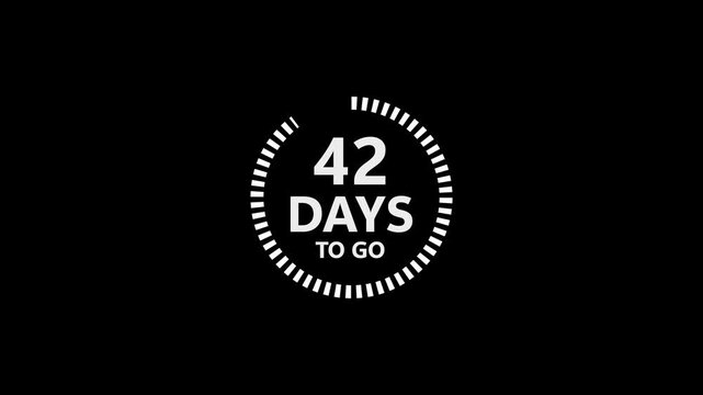 Forty Two Days To Go Countdown Timer Graphic With Black Background image photo