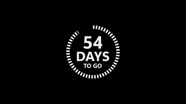 Fifty Four Days To Go Countdown Timer Graphic With White Text On Black Background image photo