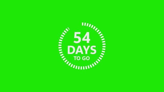 Fifty Four Days To Go Countdown Timer Graphic With White Text On Bright Green Background image photo