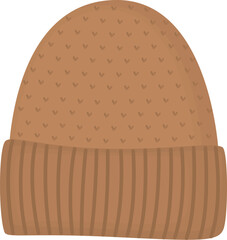 Beige knitted beanie hat isolated on white background. Illustration of cozy and stylish winter accessory.