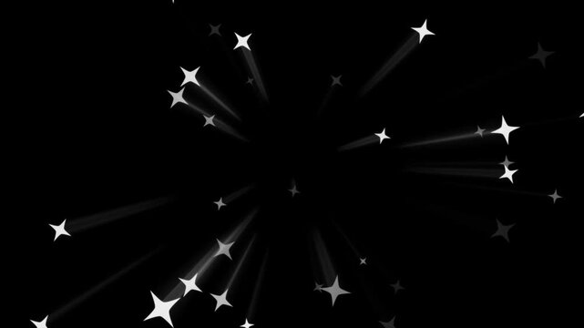4K Twinkle star glitter sparkle. white blinking shining stars animated, shining stars and sparkle twinkle light, flat vector doodle sparkle, glowing light trails on black screen background - Powered by Adobe