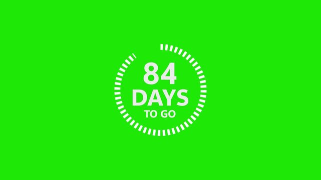 Eighty Four Days To Go Countdown Timer Graphic With White Text On Green Background image photo