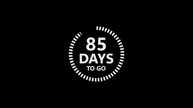 Eighty Five Days To Go Countdown Timer Graphic With White Text On Black Background image photo