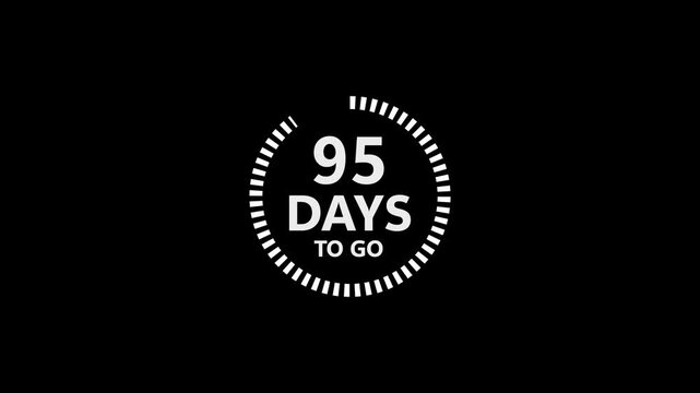 Ninety Five Days To Go Countdown Timer Graphic With White Text On Black Background image photo