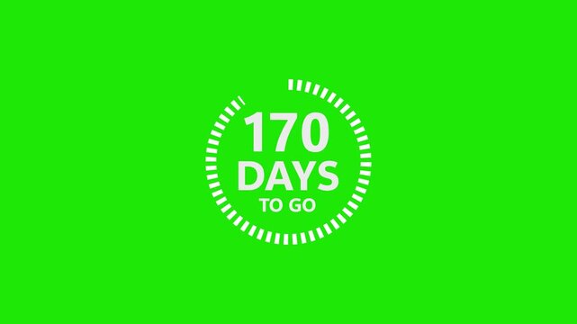 White text 170 DAYSTOGO with circular progress indicator on a bright green background 170 days to go