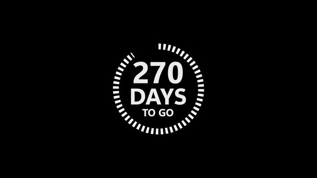 270 Days To Go Countdown Timer Graphic With Black Background image photo