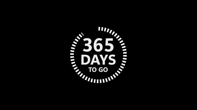 365 Days To Go Countdown Timer Graphic With Black Background image photo