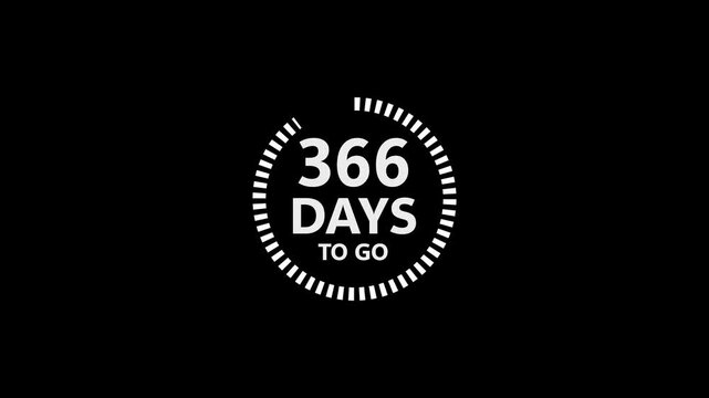 366 Days To Go Countdown Timer Graphic With White Text On Black Background days left